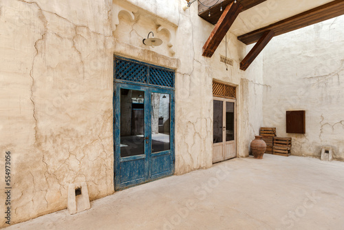 Arabic style doors at the traditional market in old Dubai