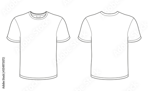 Men's white blank T-shirt template (front-face, back and side-full face angle) vector isolated on white  background mock up shape for your print design.