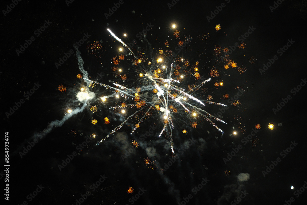 Fototapeta premium Colorful fireworks in the night sky.