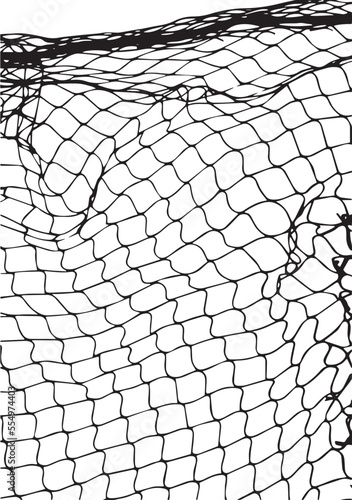 fishing net, torn fishing net, industrial fishing net on white background isolated