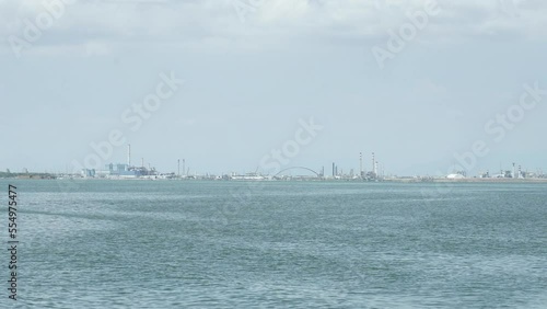Port of Marghera seen from the lagoon in timelapse photo