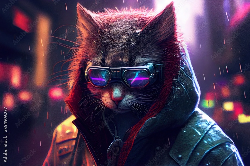 Cat in cyberpunk city [1920x1080] : r/wallpaper
