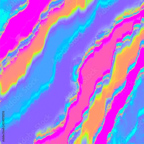 Modern stream of multiple vibrant colors of fantasy waves and dreams of rainbows, unicorns, princesses, children, party