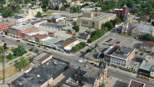 Aerial hyperlapse pan of Woodstock, Ontario, Canada 4K photo