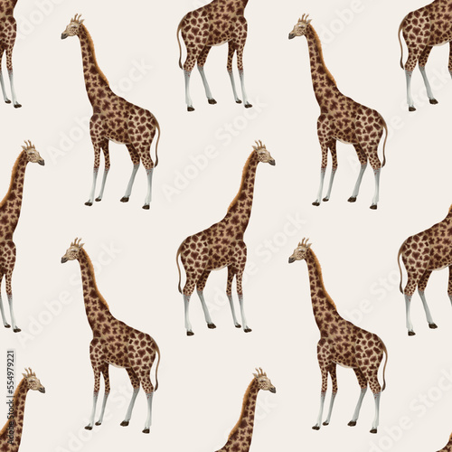 Seamless pattern with giraffe. Vector.