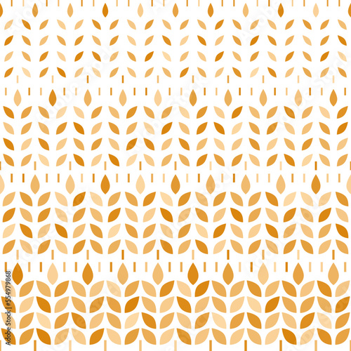 Wheat pattern. Grain malt and wheat, barley, oat, rice, millet, maize, bran, rye or corn. Wheat ears gold background. Golden texture plant for design prints. Flour for bread bg. Vector illustration