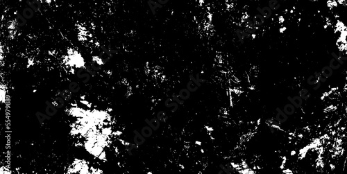 Monochrome texture composed of irregular graphic elements. Distressed uneven grunge background. Abstract vector illustration. Overlay for interesting effect and depth. Isolated on white background.