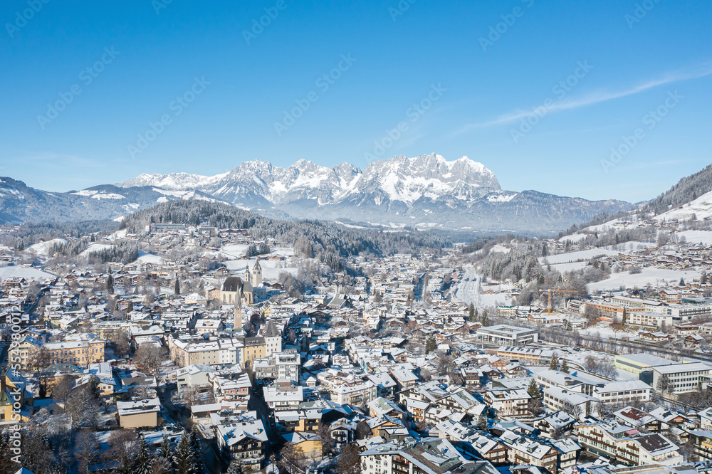 Snowy Kitzbuhel in winter, Austria