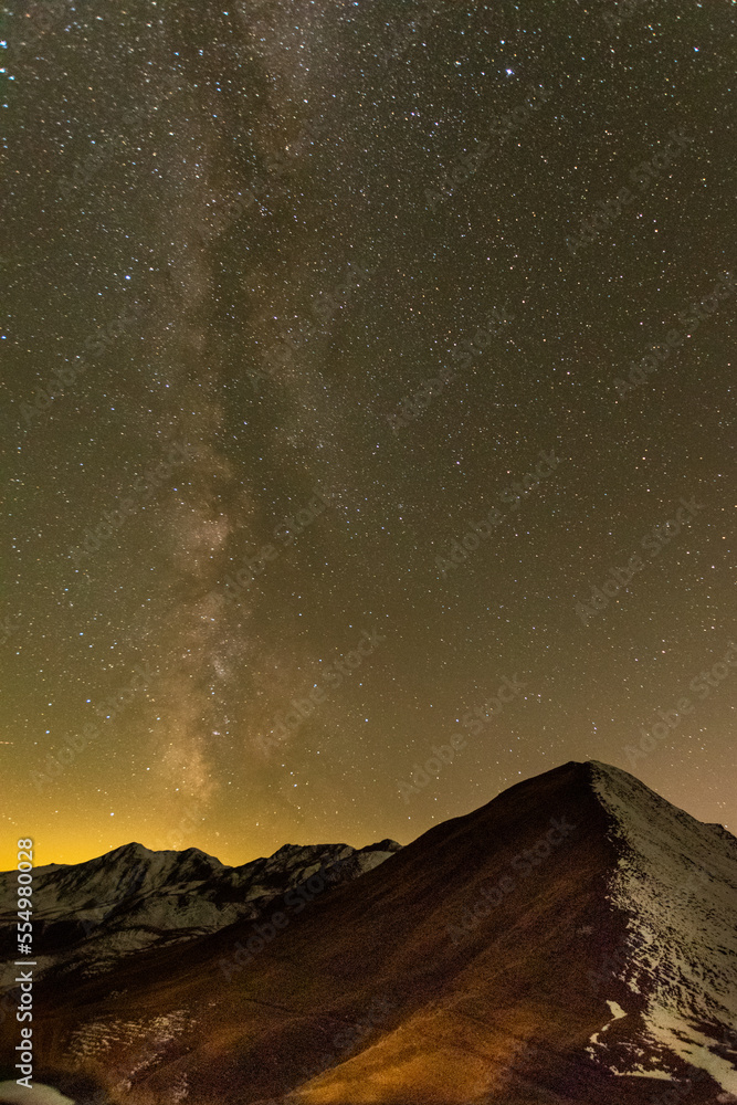 starry night sky with the milkyway  in the alps (Austria)