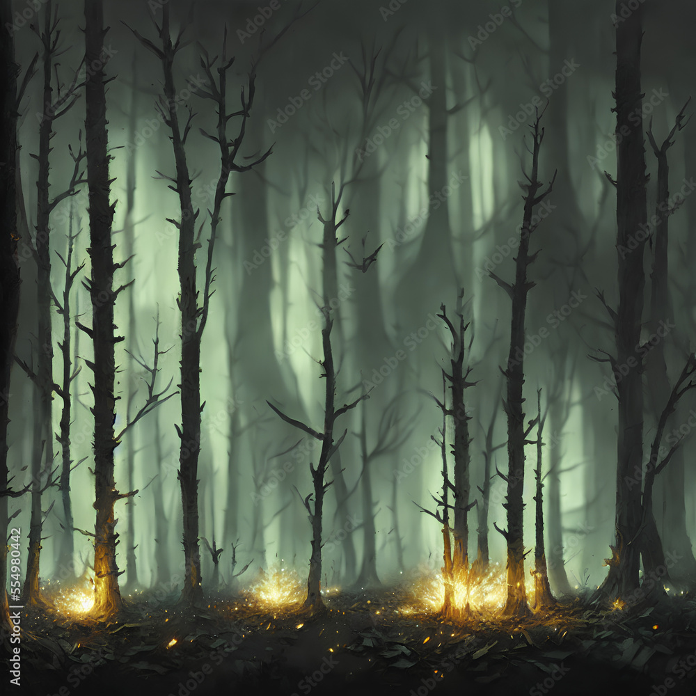 Obraz premium Gloomy black forest