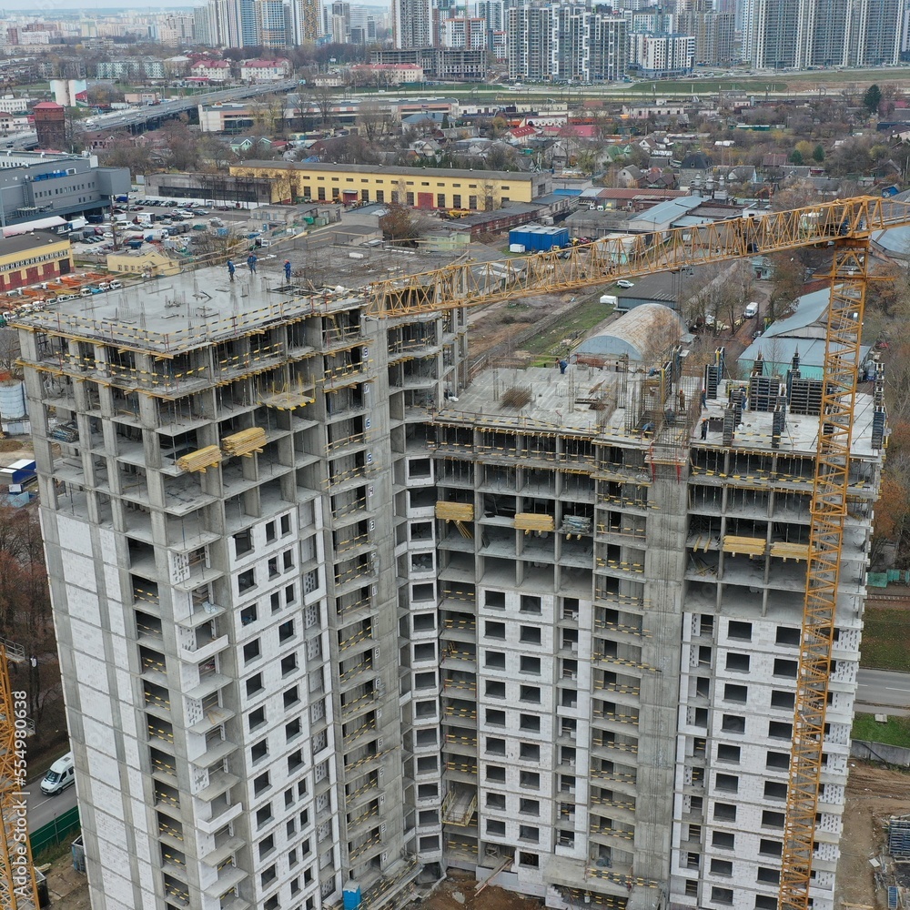 Minsk, Belarus - 10.10.2022: Start of construction of the residential complex 