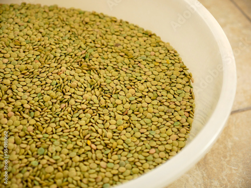 dried green lentils for table and food in a bowl,