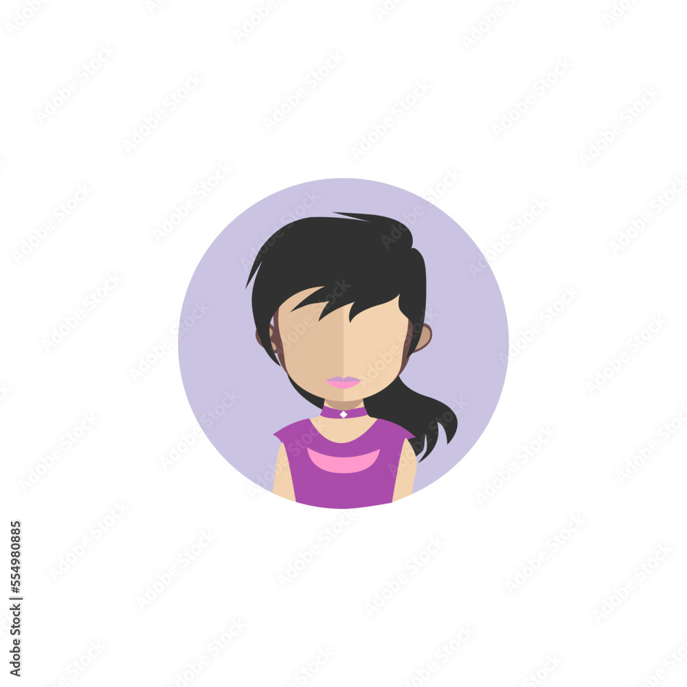 Single girl character vector illustration with black background Single girl character vector illustration with black background