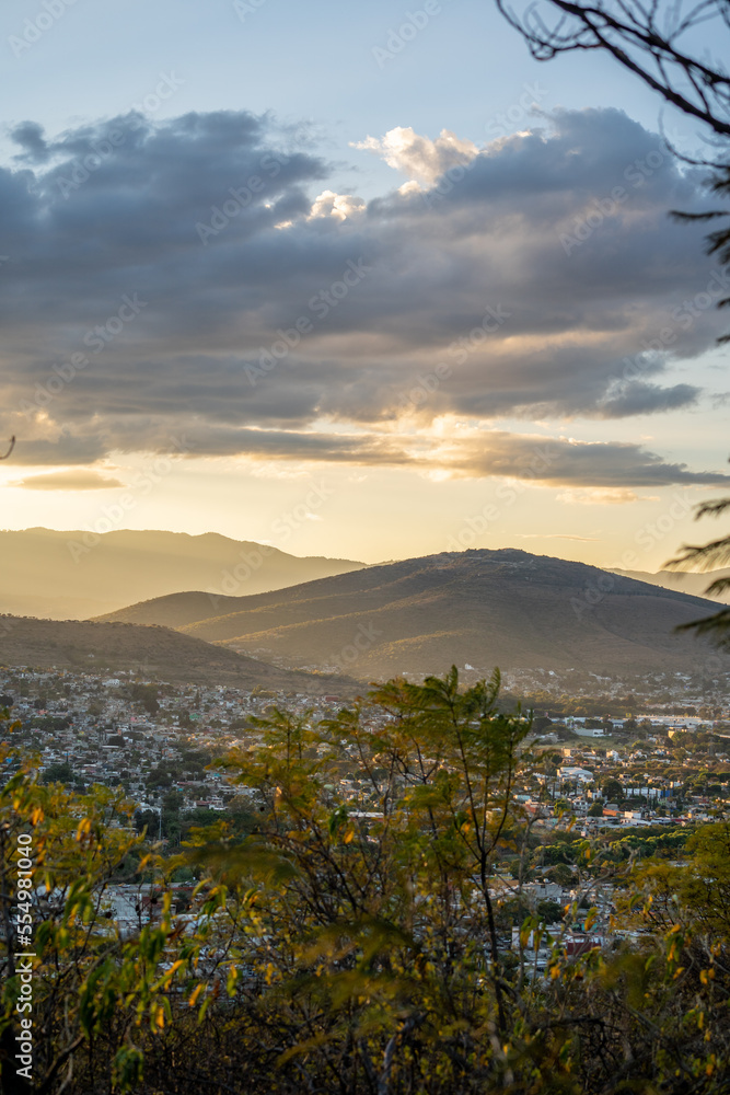 Beautiful view of the mountains of Oaxaca at sunset in Mexico. Beautiful view of the mountains of Oaxaca at sunset in Mexico.