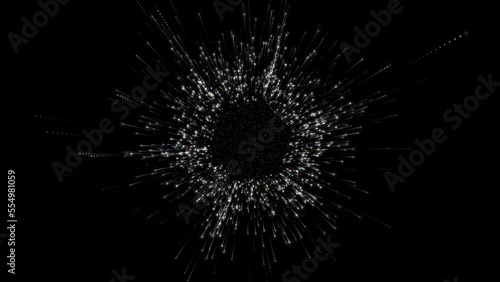 A sparkling tunnel of particles, a flight through the galaxy, a futuristic action, an endless flight. Abstract background for advertising, text. Scientific concept.
