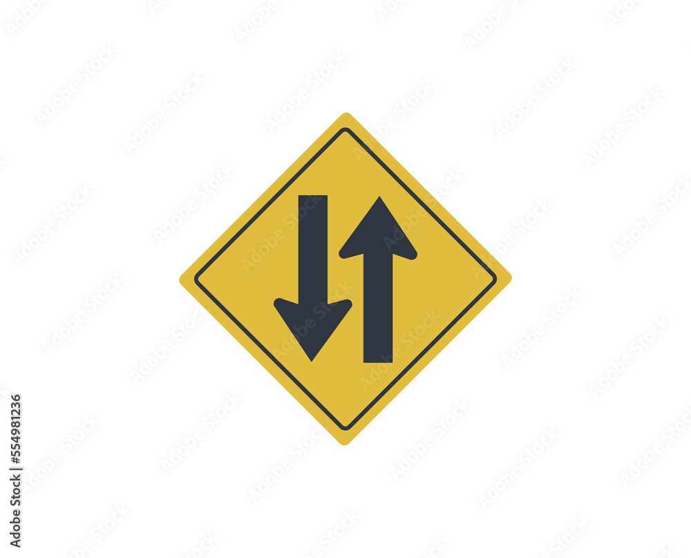 Two way traffic sign icon. Flat design.
Two way traffic sign icon. Flat design.