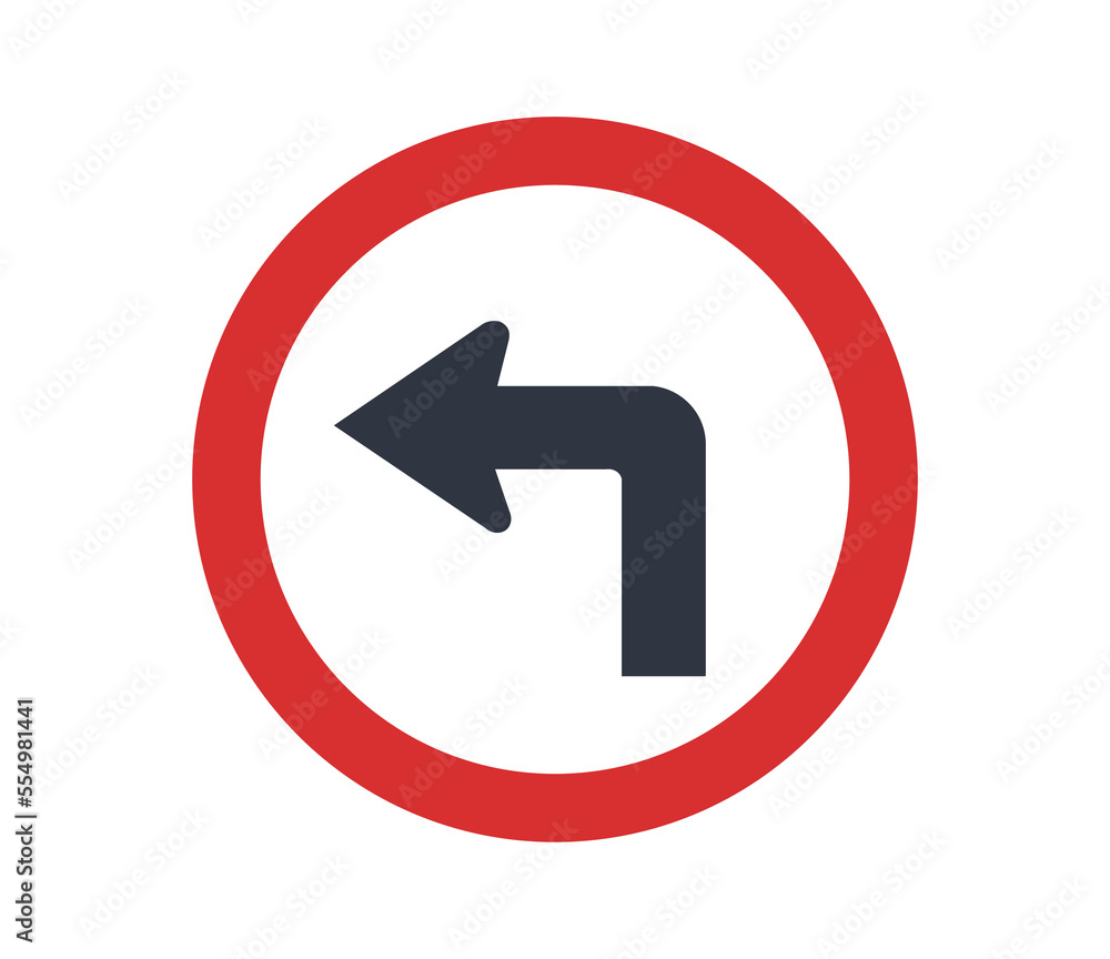 Sharp Left turn traffic sign. Flat design.
Sharp Left turn traffic sign. Flat design.