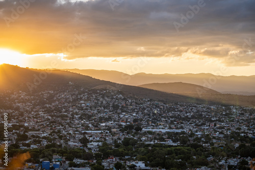 Beautiful view of the mountains of Oaxaca at sunset in Mexico. © nikwaller