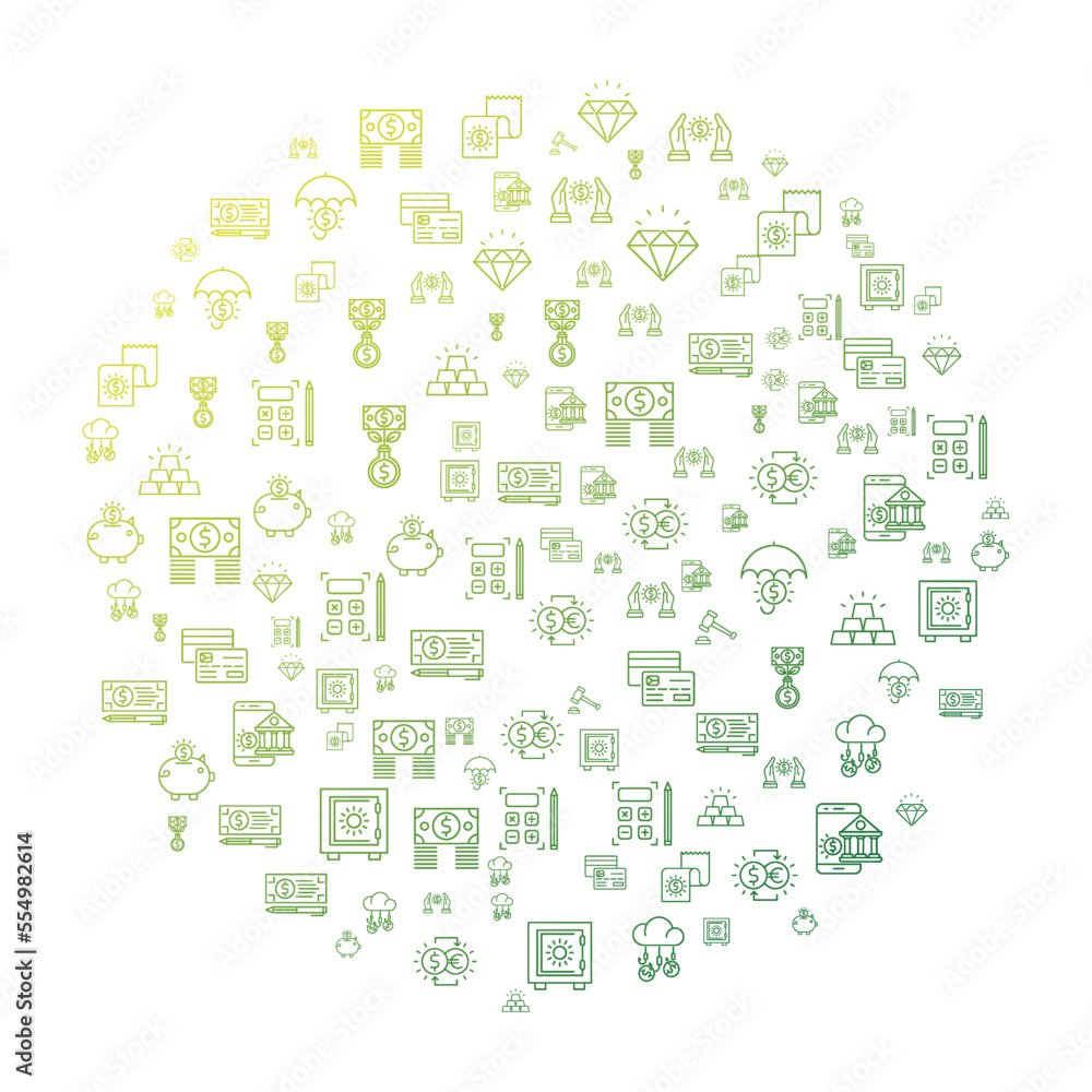 Banking concept in circle with clean and simple icons, Infographic idea of making creative products. Template for website banner, flyer and poster. Banking concept in circle with clean and simple icons, Infographic idea of making creative products. Template for website banner, flyer and poster.