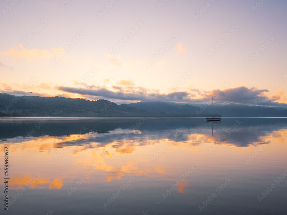 Lake Toya at dawn quietly