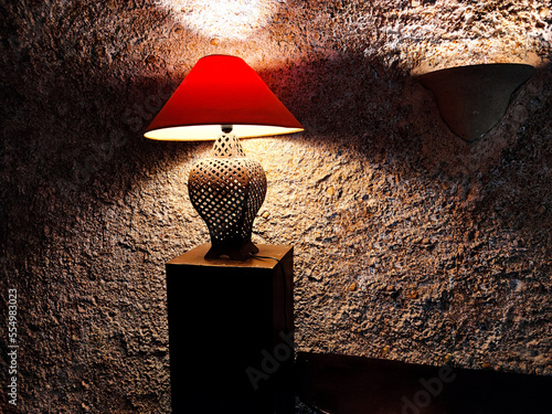 Retro Lamp. Decorative Lamp on dark background.