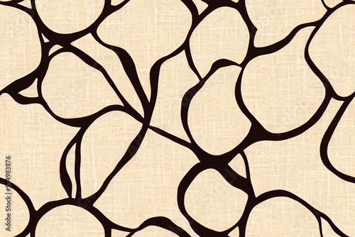 Floral patterning stands out on a linen-like background in a neutral ecru hue. Generative AI