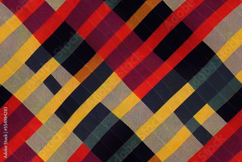 Abstract blue, red, and yellow plaid check design. collection of seamless herringbone tartan patterns. Generative AI