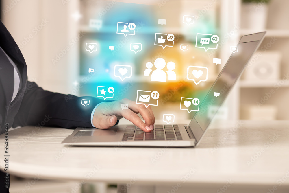 Young person surfing on social media network Young person surfing on social media network