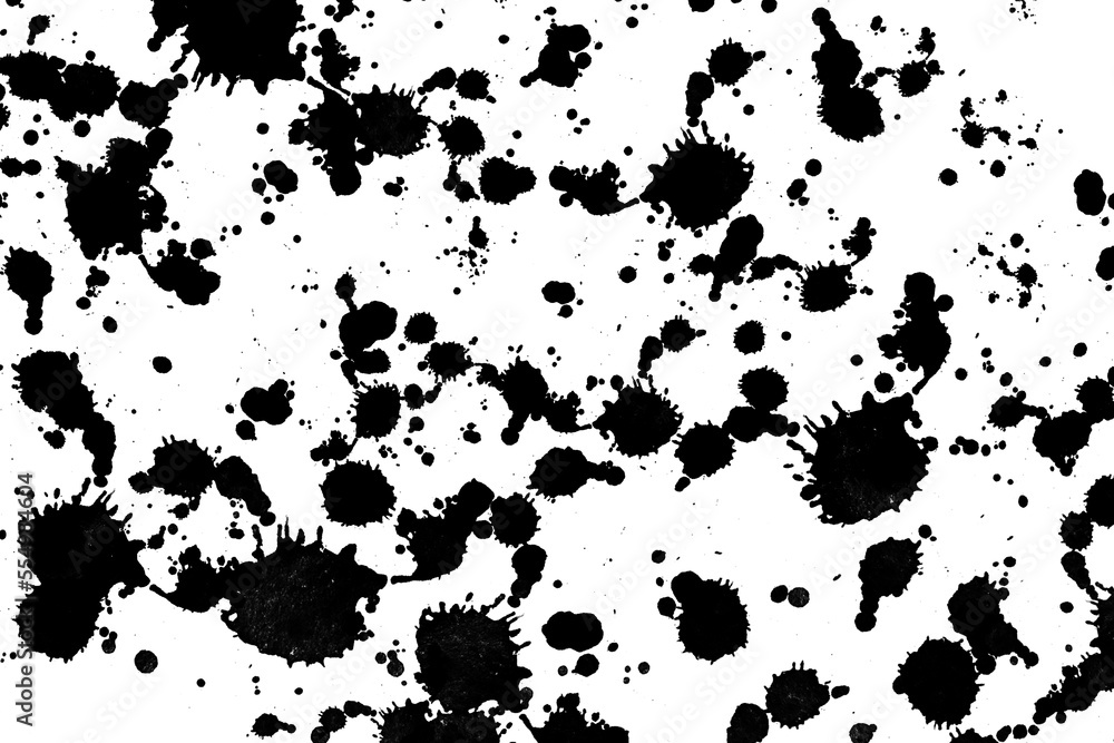 Black Ink Splashes Paint Grunge Transparent Background Vol.3