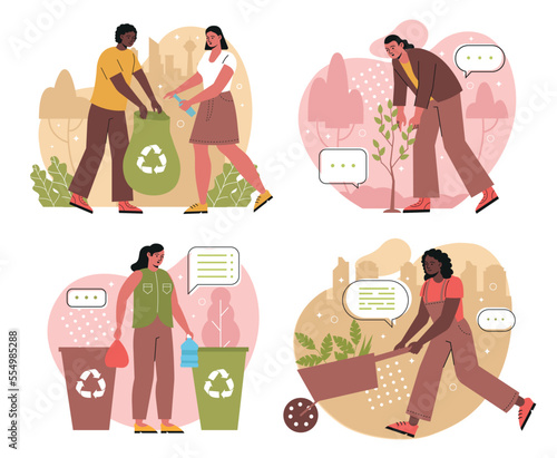 Environmental protection illustration set