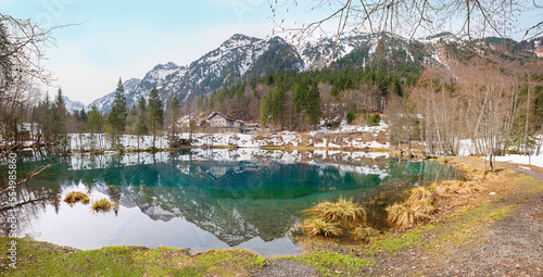 pictorial lake Christlessee allgau Alps. hiking destination Oberstdorf  early springtime