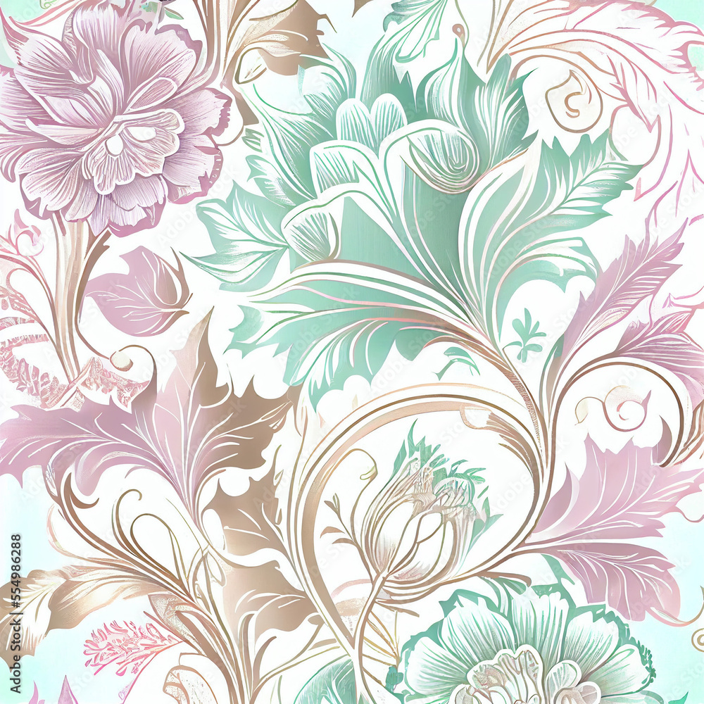 Detailed image of colourful flowers on the light background design pattern