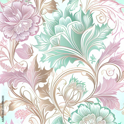 Detailed image of colourful flowers on the light background design pattern