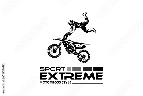 Motocross logo design, black and white freestyle motocross extreme sport