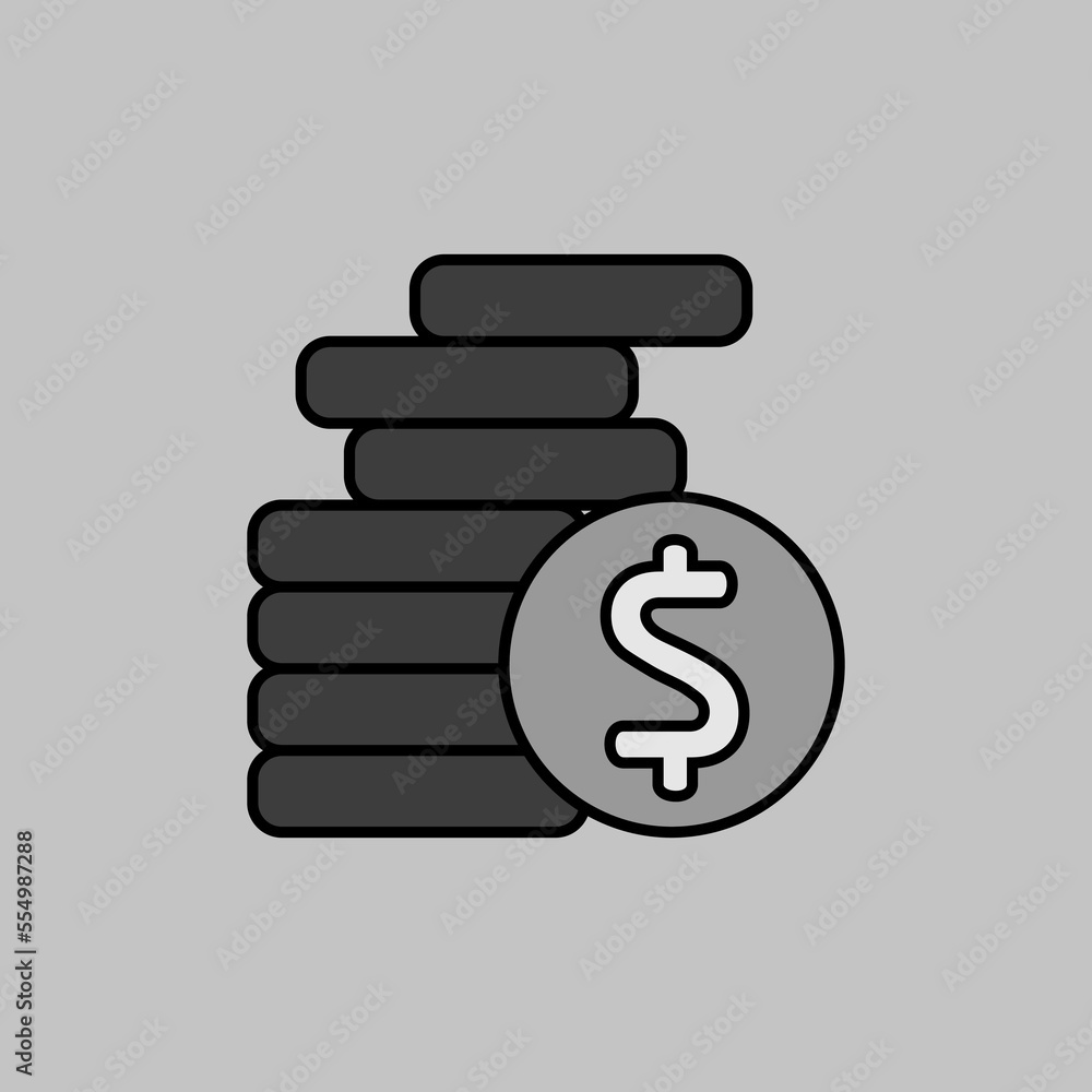 Coins stack outline icon vector. Finances sign Coins stack outline icon vector. Finances sign