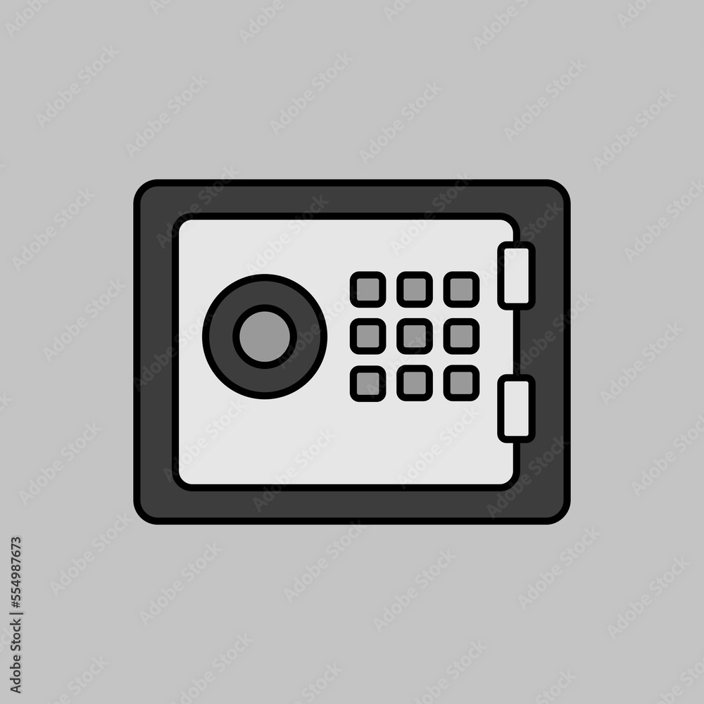 Bank safe outline grayscale icon. Finances sign Bank safe outline grayscale icon. Finances sign