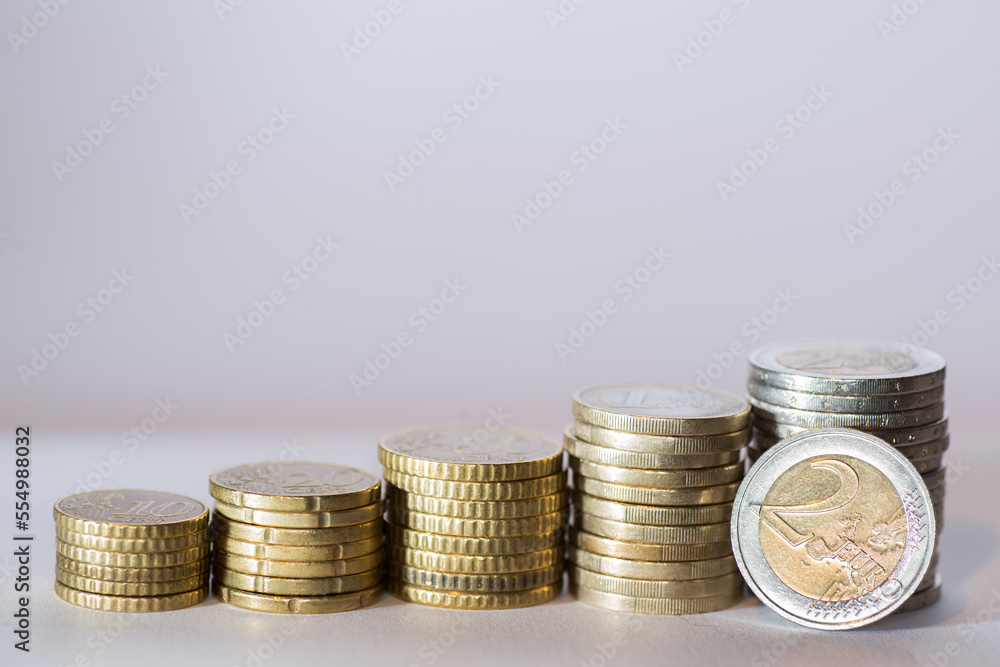 Stock of euro coins. Capital build up. Save Money Stock of euro coins. Capital build up. Save Money