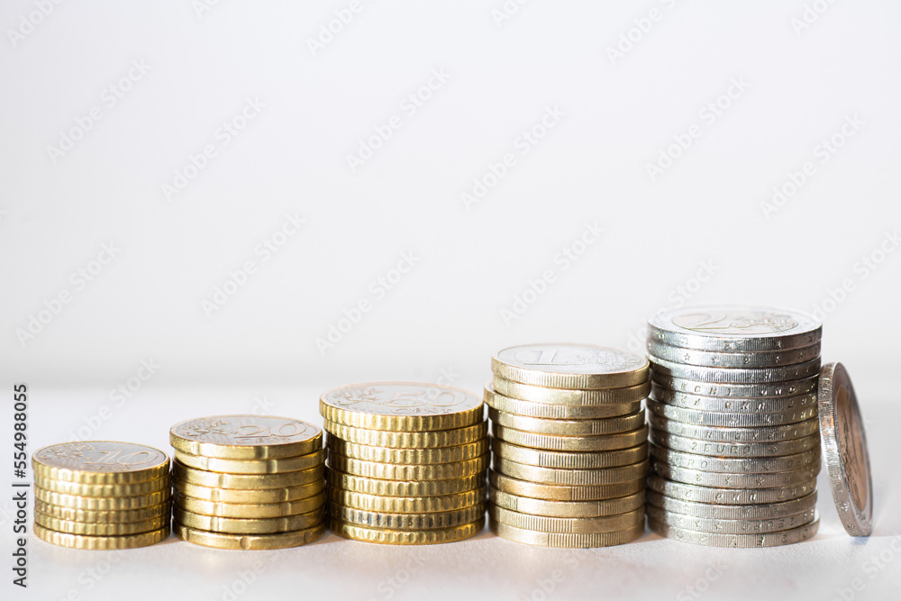 Stock of euro coins. Capital build up. Save Money Stock of euro coins. Capital build up. Save Money
