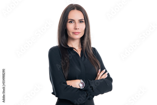 confident woman ceo isolated on white background. caucasian woman ceo in studio.