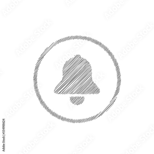 Simple bell sketch vector icon or logo in circle