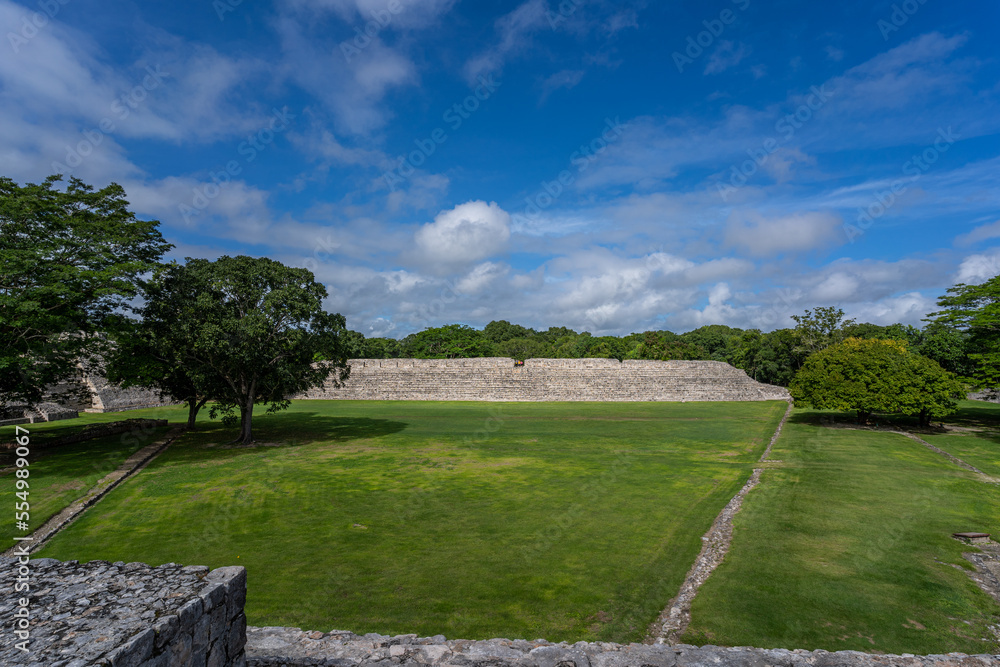 The ruins of a beautiful pyramids in the archaeological zone of Edzna in Mexico.