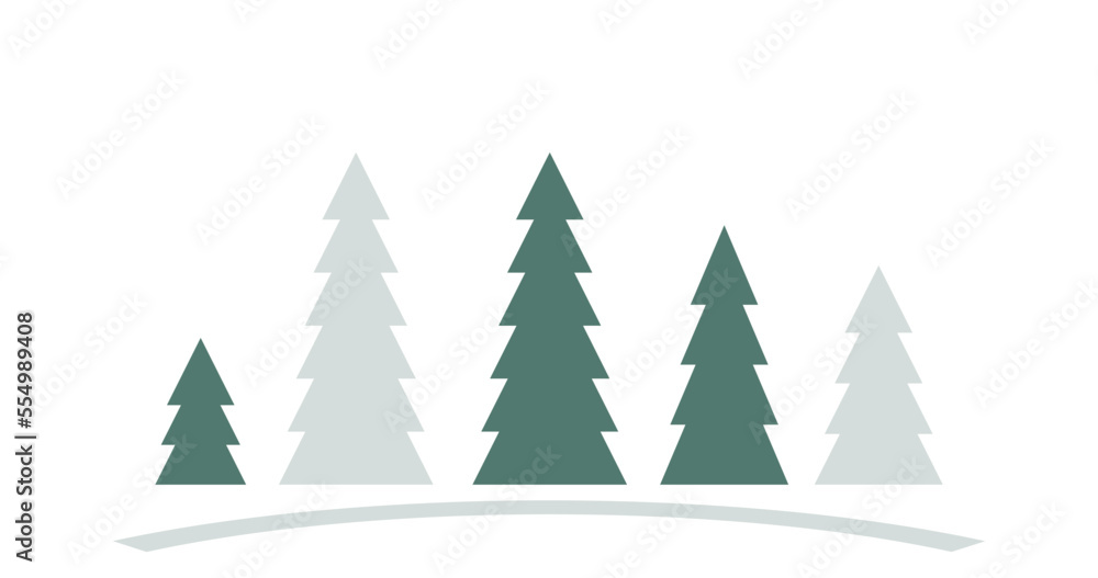 A glade of fir trees on a white background
