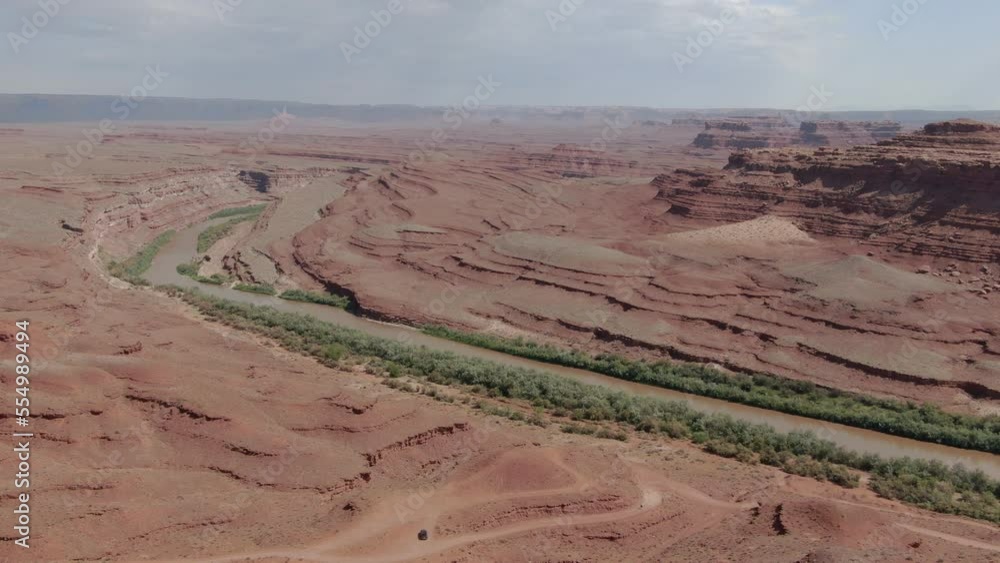 San Juan River Aerial Shot Mexican Hat Rock Formation Southwest L Utah USA San Juan River Aerial Shot Mexican Hat Rock Formation Southwest L Utah USA