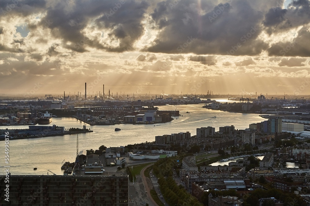 Rotterdam Port Dusk Panorma from Euromast