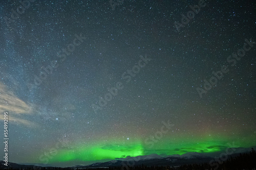 Green & Red Northern Lights with Milky-way