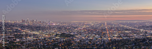 Panorama of Los Angeles Skyline at Sunset