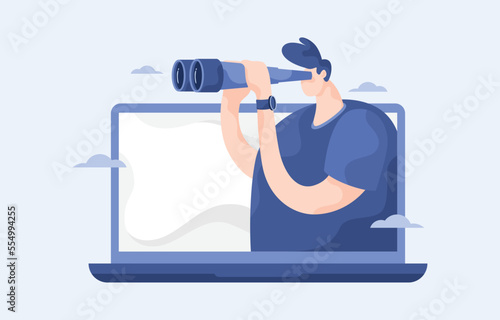 Looking For Something Flat Design Vector Illustration