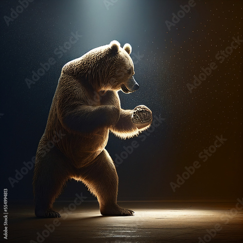 Bear in fight position - Generative AI