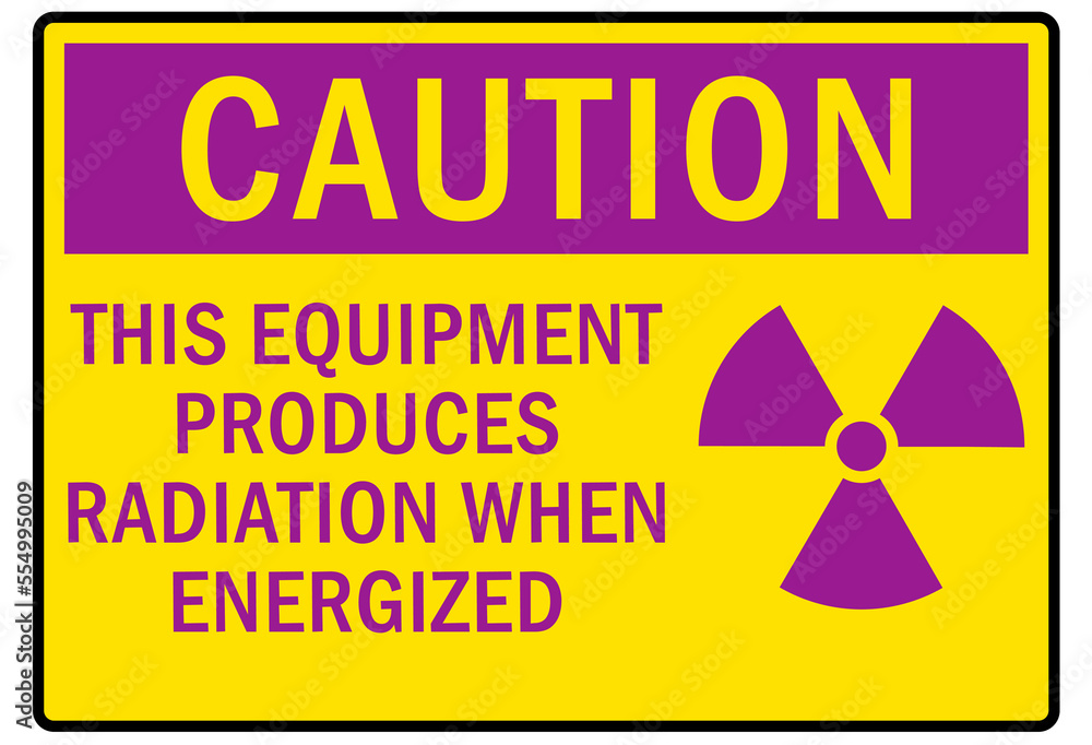 Obraz premium Radiation warning sign and labels