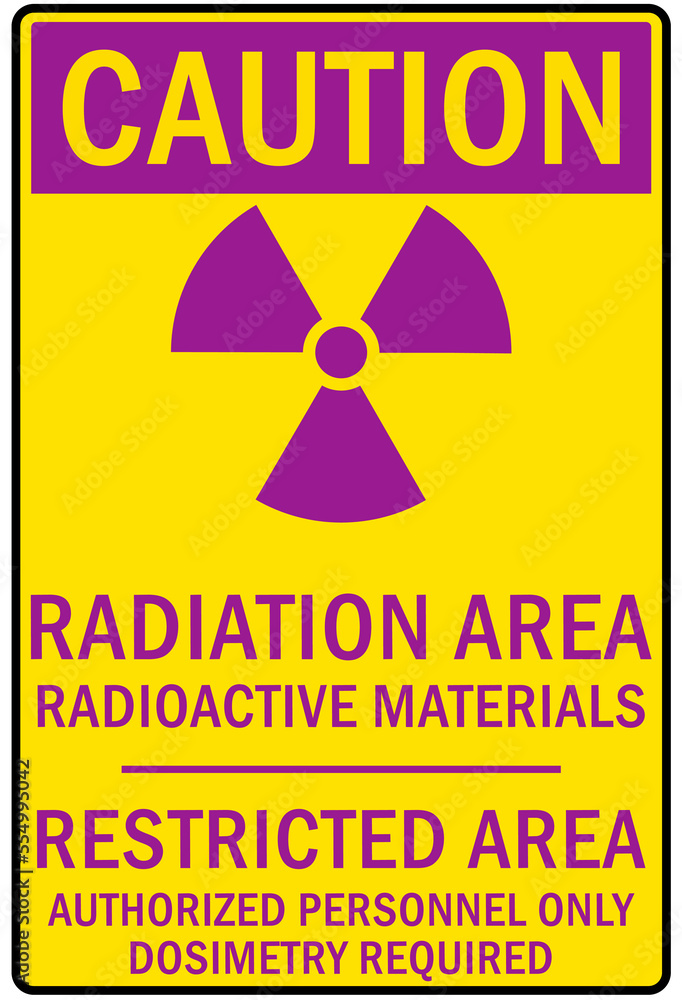 Radiation warning sign and labels Radiation warning sign and labels